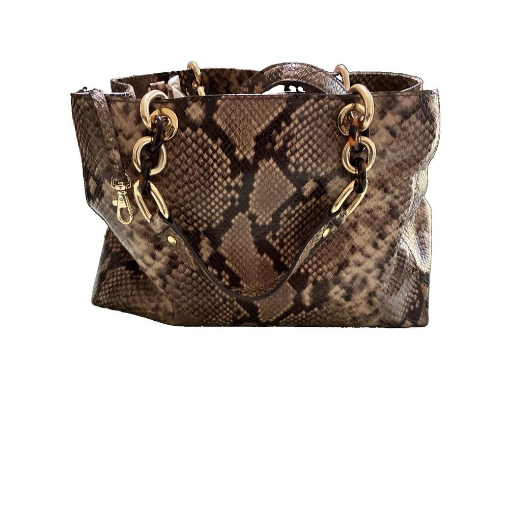 Michael Kors Cynthia Medium Satchel Python Leather Purse EUC Includes Dust Bag - Picture 3 of 9